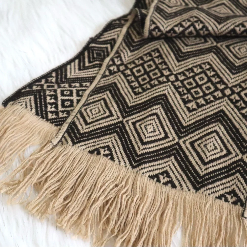 Original Alpaca Wool Blend Scarf Brown & Camel Color Unisex‎
